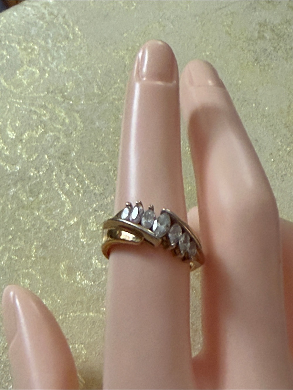 Gold Plated Fashion Ring Marquise Crystal Band